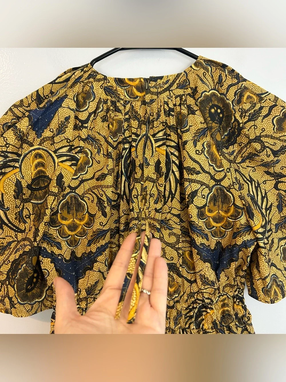 Ulla Johnson Denisa Short Puff Sleeve Horn Peplum Floral Cotton Top Size 4 Small